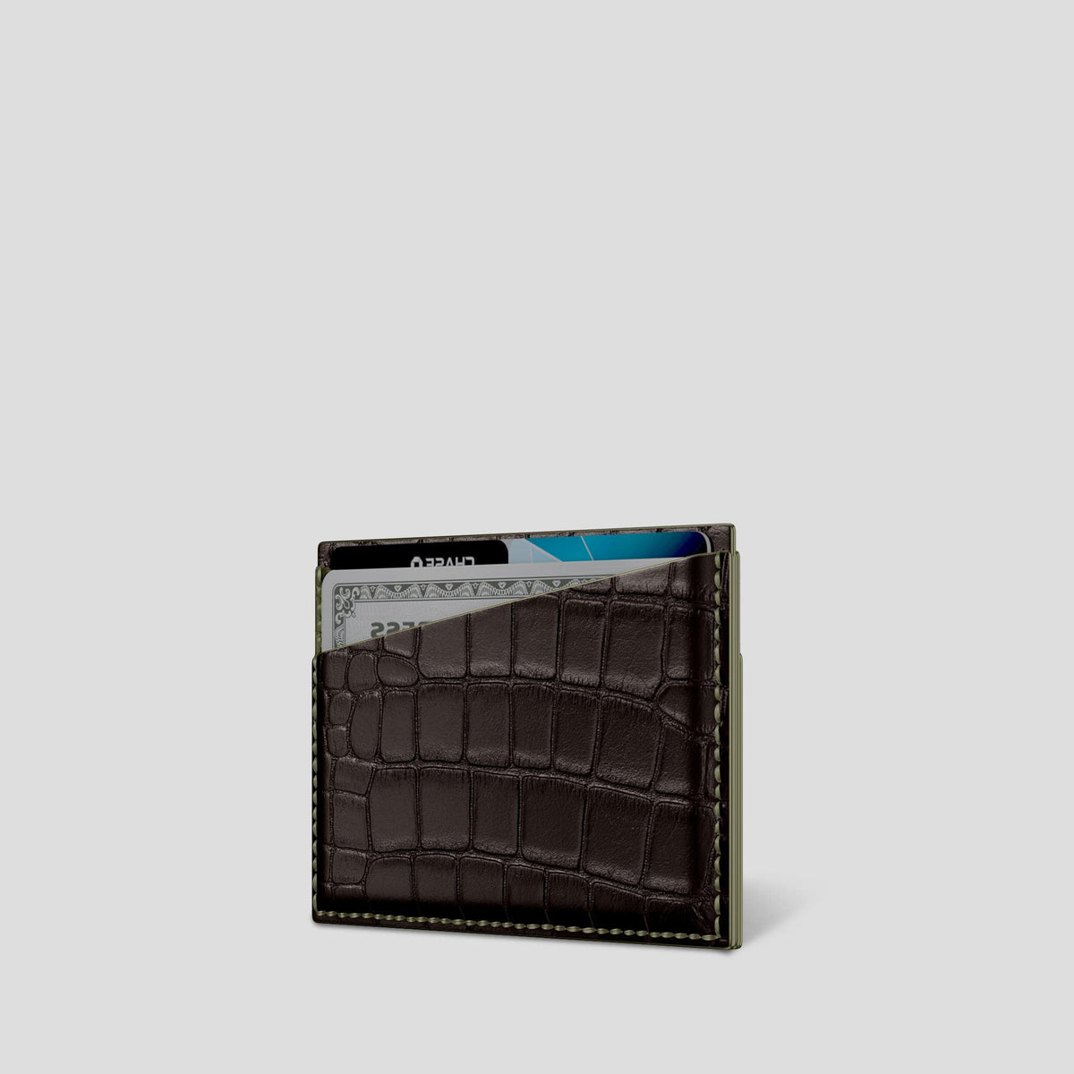 Dark Brown 4-Card Holder Alligator -3 | Dark-Brown
