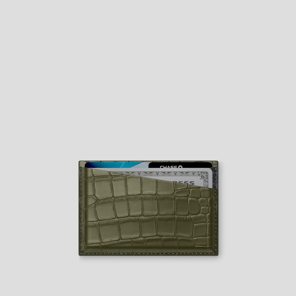 Kaki-Green 4-Card Holder Alligator -1 | Kaki-Green