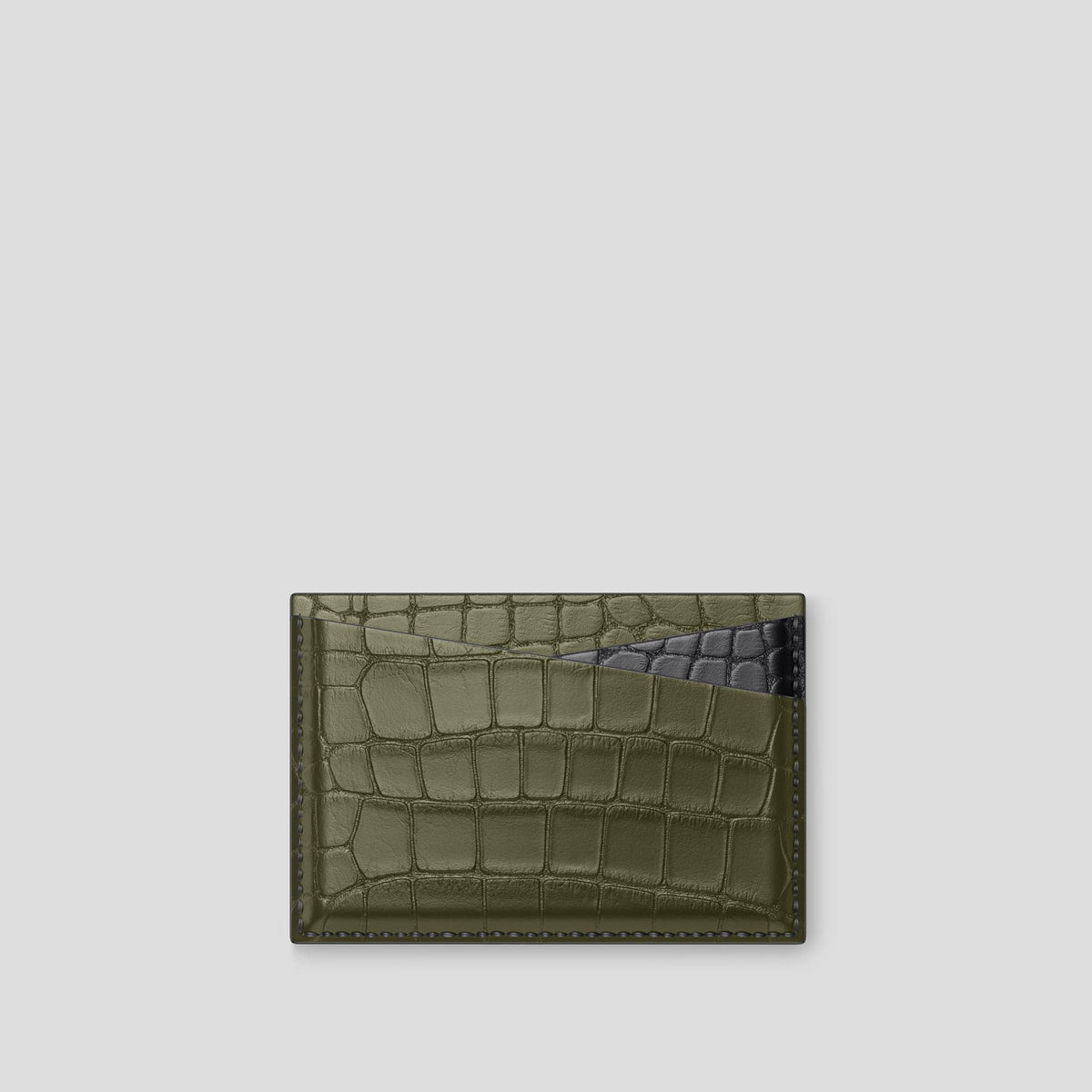 Kaki-Green 4-Card Holder Alligator -2 | Kaki-Green
