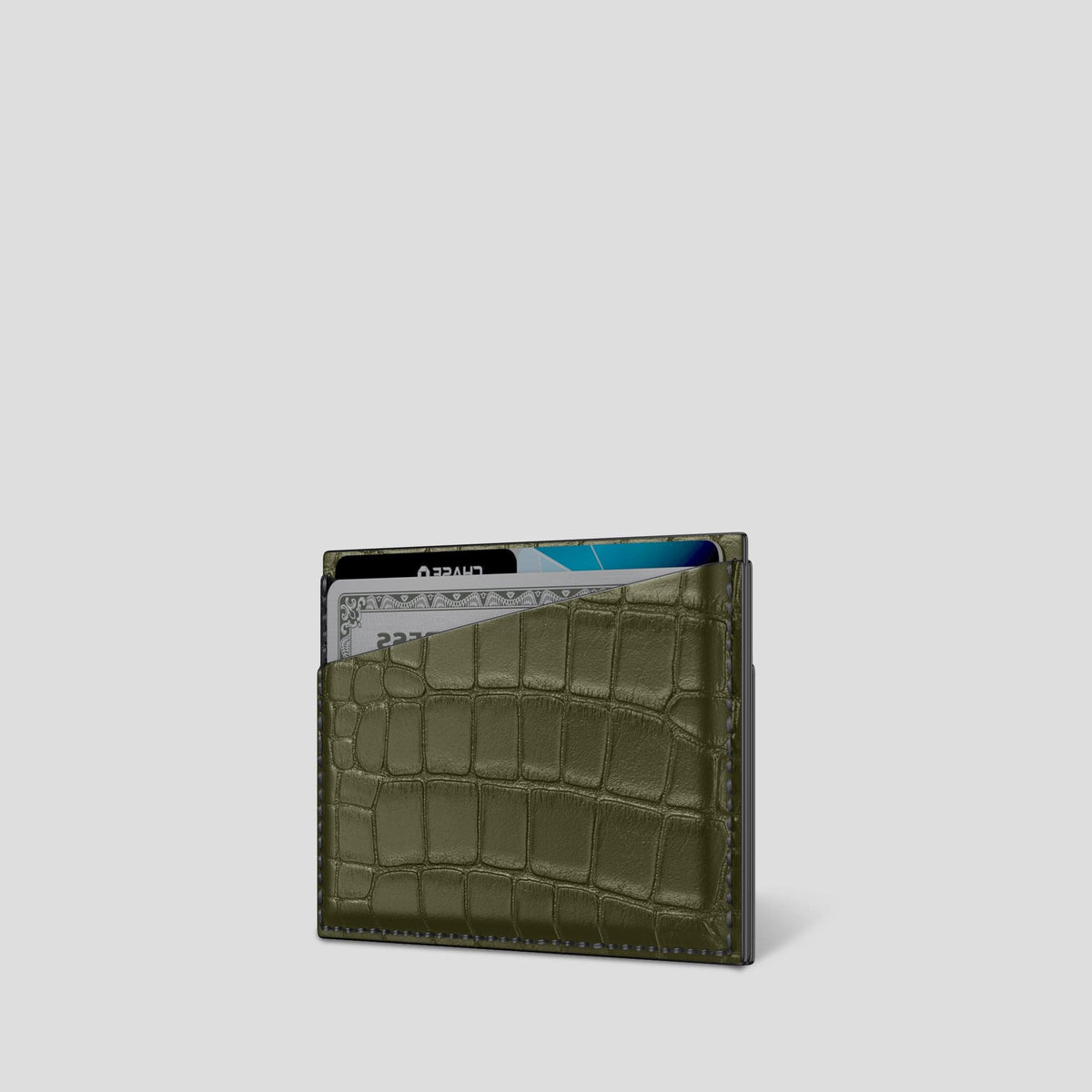 Kaki-Green 4-Card Holder Alligator -3 | Kaki-Green