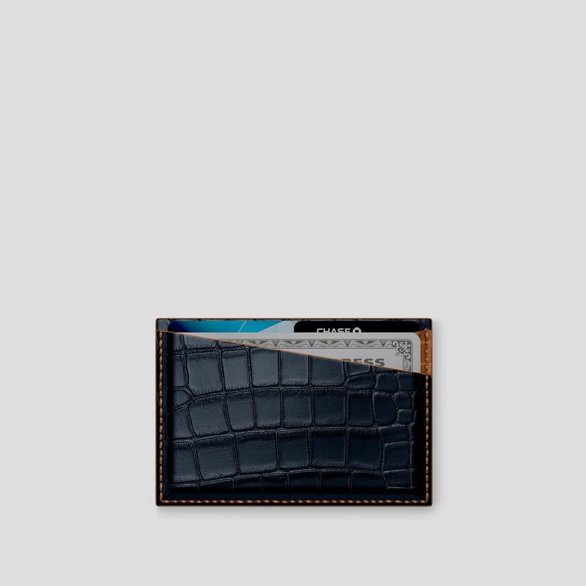 Navy Blue 4-Card Holder Alligator -1 | Navy-Blue