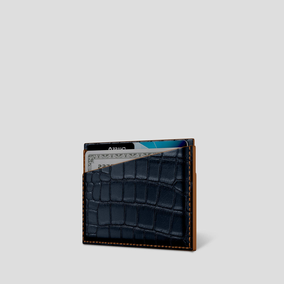 Navy Blue 4-Card Holder Alligator -3 | Navy-Blue