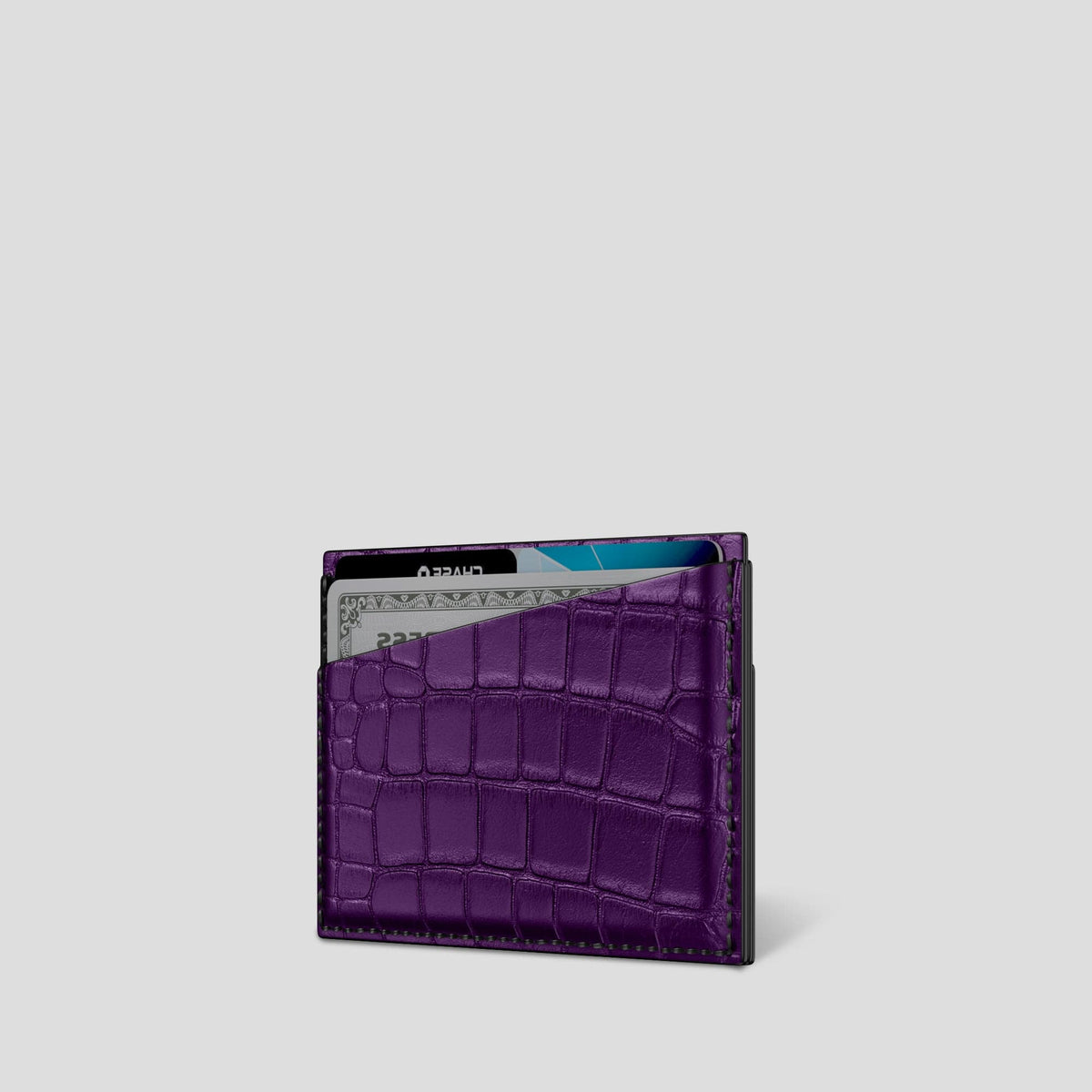 Purple 4-Card Holder Alligator -3 | Purple