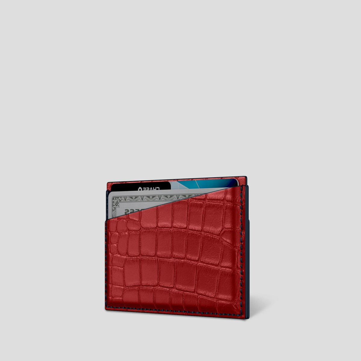 Red 4-Card Holder Alligator -3 | Red
