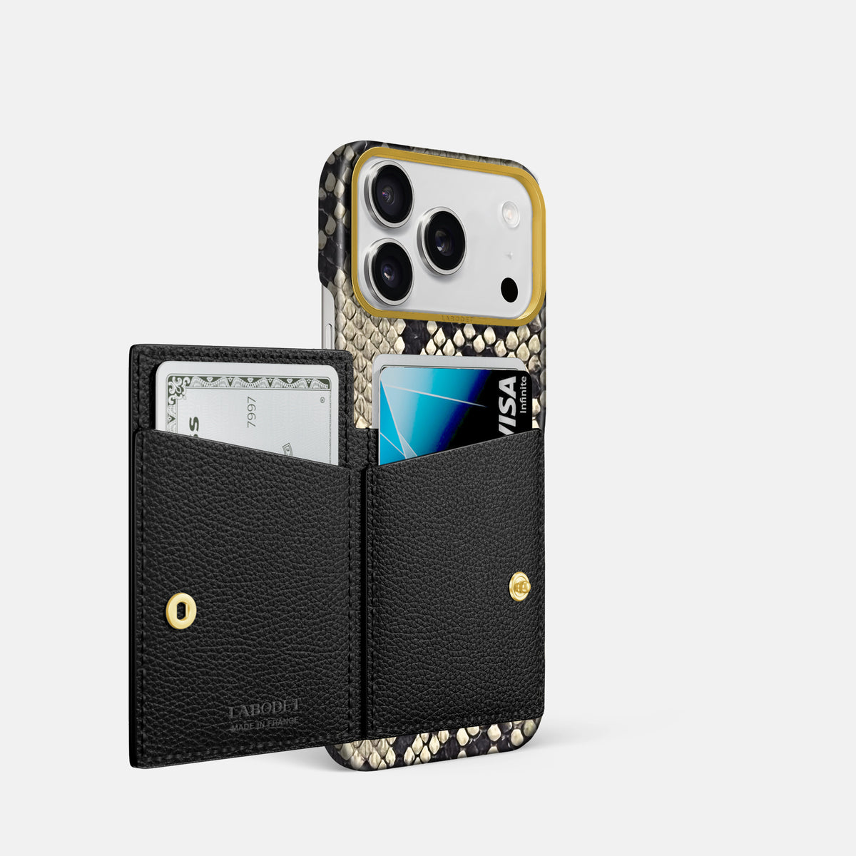 Bi-Fold Case For iPhone 17 Pro In Deluxe Python -2 | Savannah-Gold