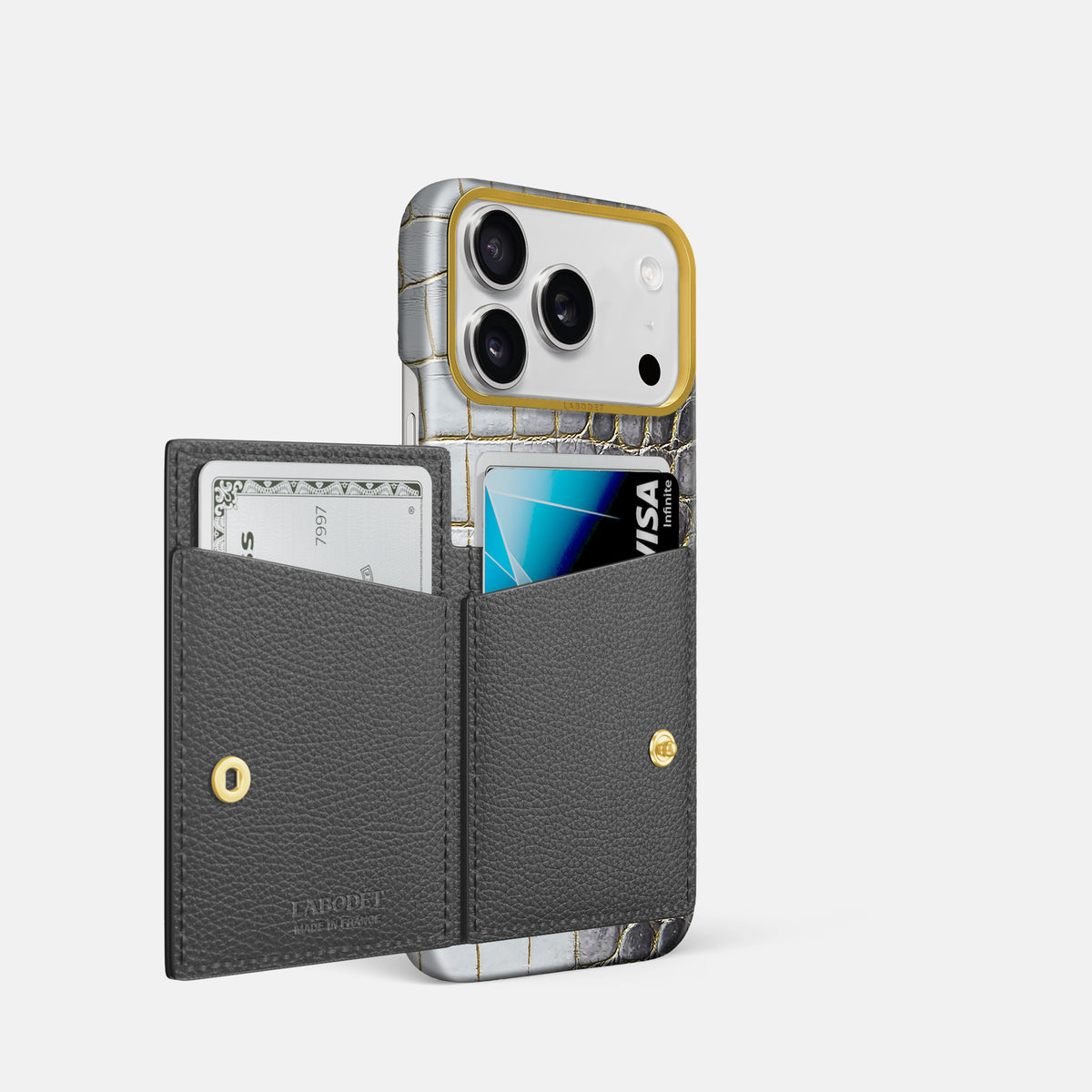 Bi-Fold Case For iPhone 17 Pro In Himalayan Crocodile -2 | Gold-Gold