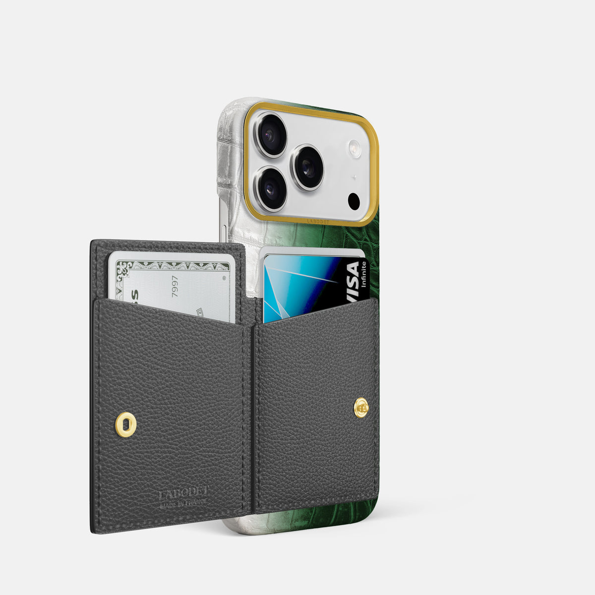 Bi-Fold Case For iPhone 17 Pro In Himalayan Crocodile -2 | Green-Gold