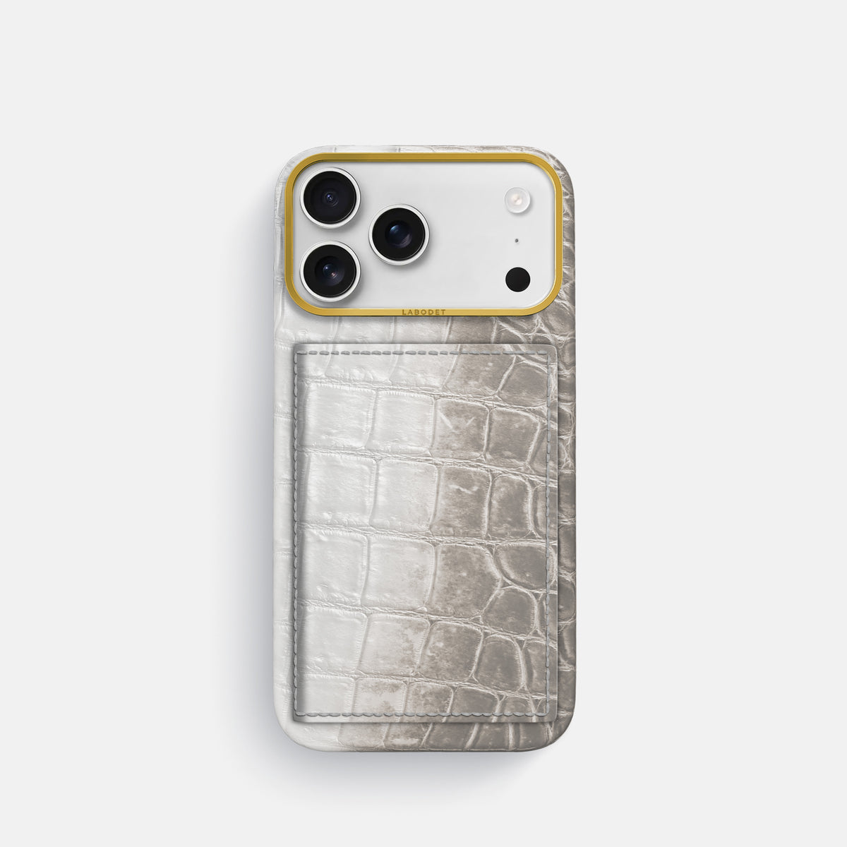 Bi-Fold Case For iPhone 17 Pro In Himalayan Crocodile -1 | Grey-Gold
