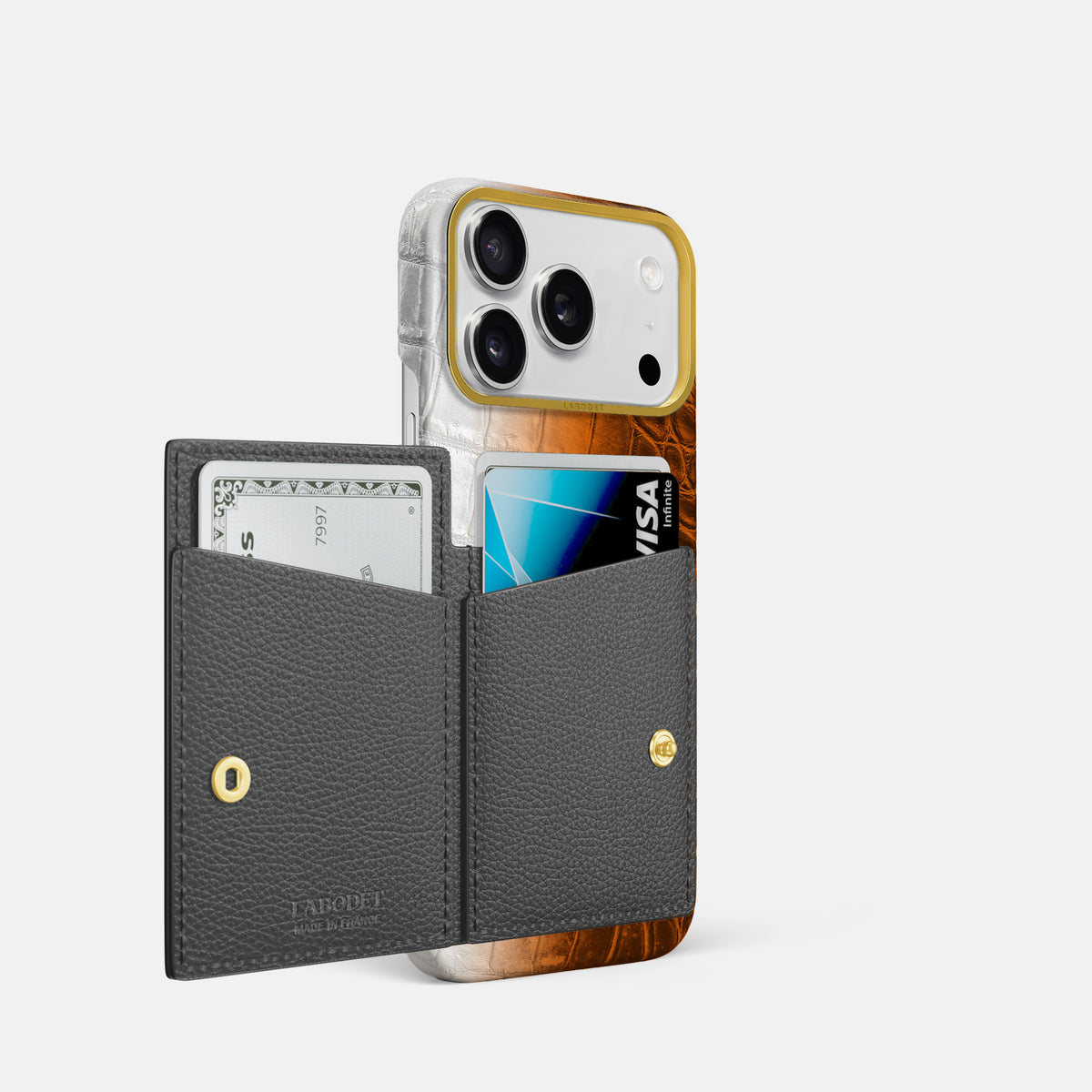 Bi-Fold Case For iPhone 17 Pro In Himalayan Crocodile -2 | Orange-Gold