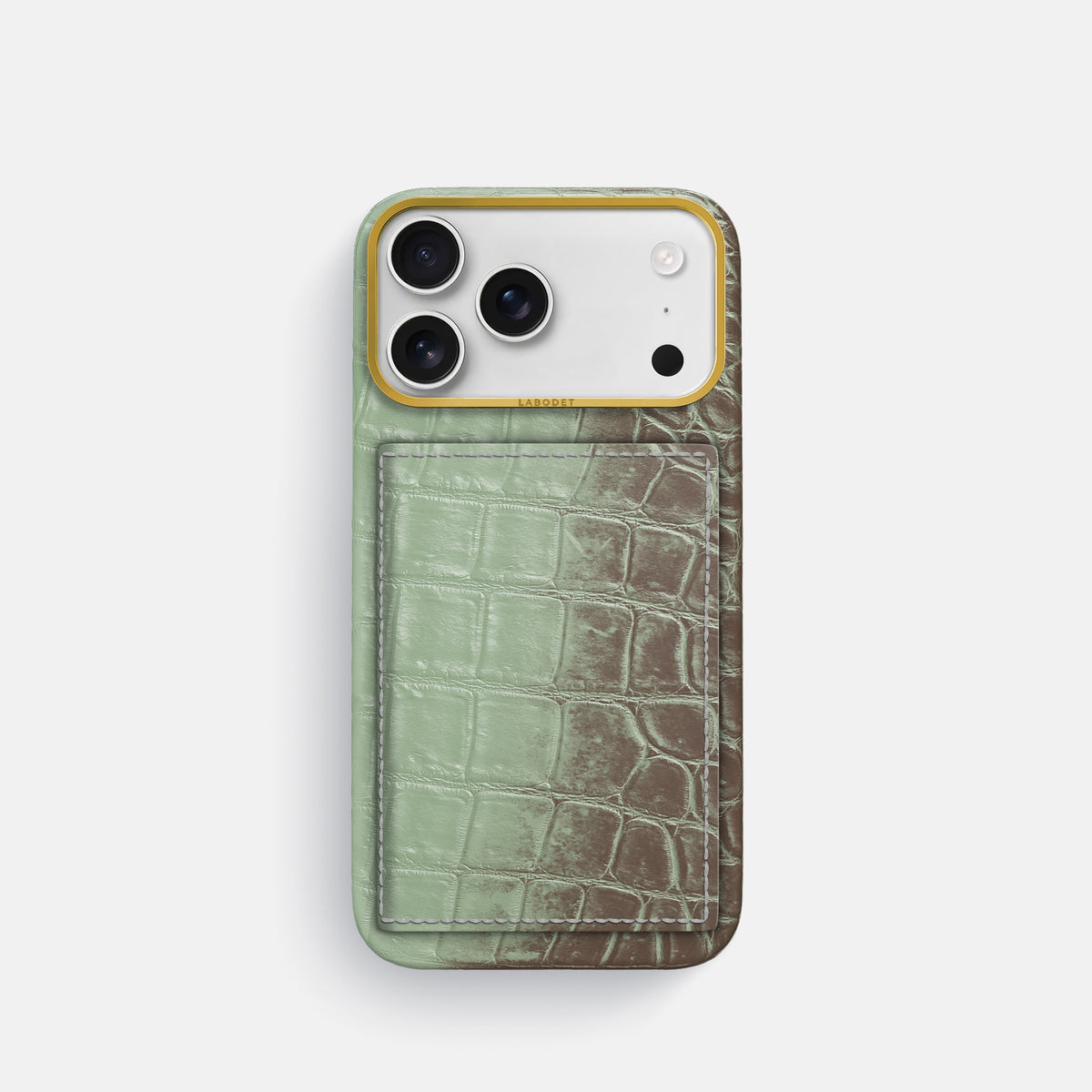 Bi-Fold Case For iPhone 17 Pro In Himalayan Crocodile -1 | Pistachio-Gold