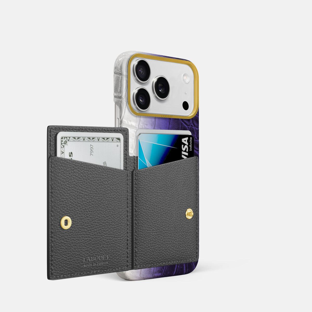 Bi-Fold Case For iPhone 17 Pro In Himalayan Crocodile -2 | Purple-Gold