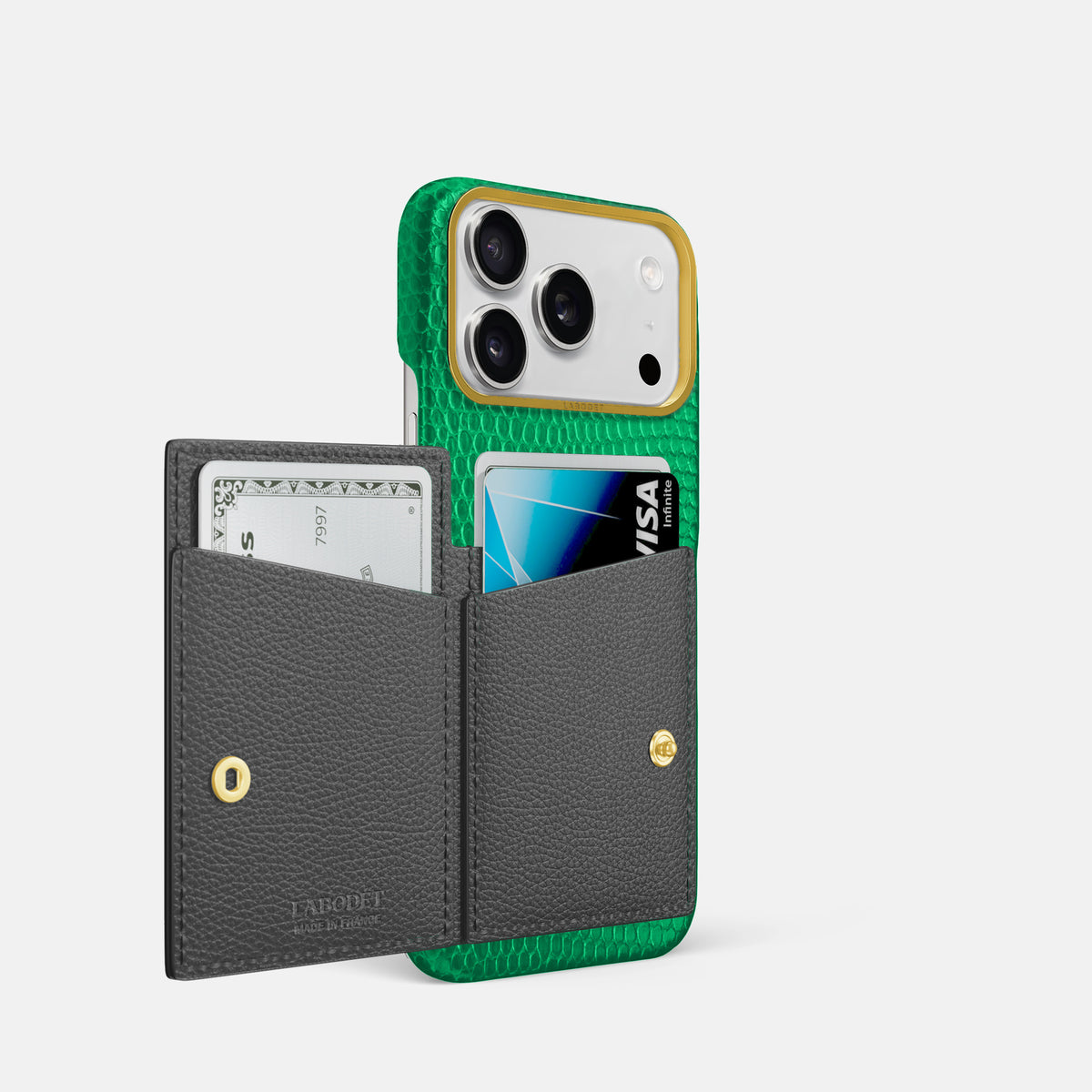 Bi-Fold Case For iPhone 17 Pro In Lizard -2 | Apple-Green-Gold