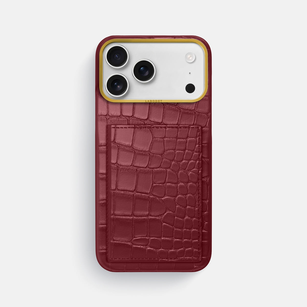 Bi-Fold Case For iPhone 17 Pro Max In Alligator -1 | Burgundy-Gold
