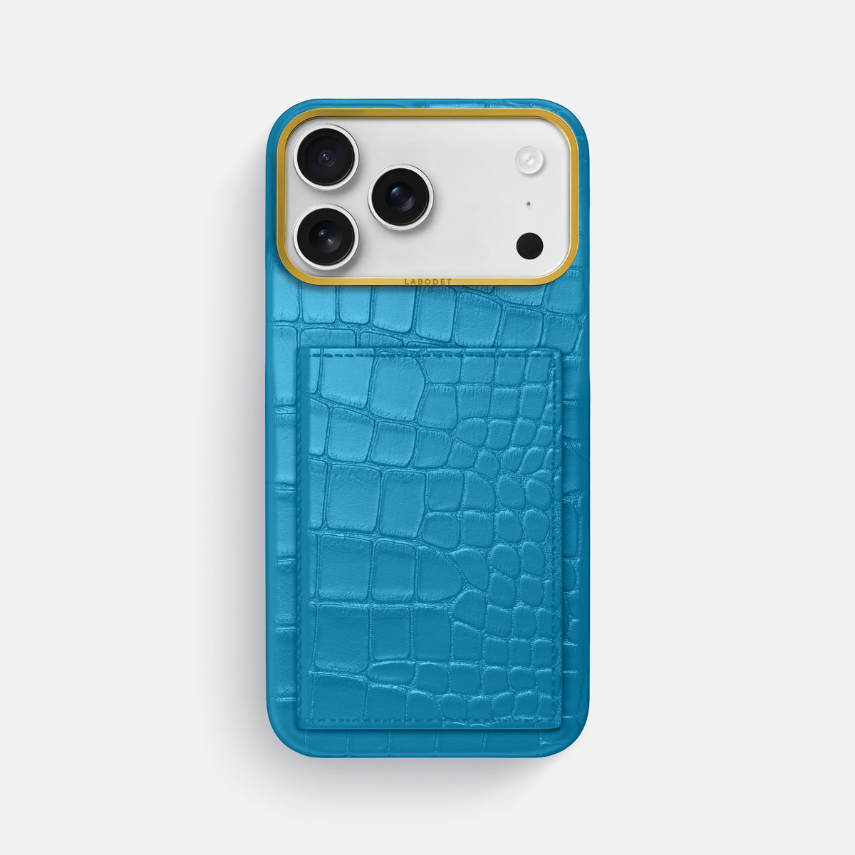 Bi-Fold Case For iPhone 17 Pro Max In Alligator -1 | Curaçao-Blue-Gold