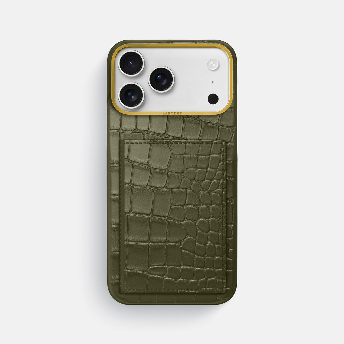 Bi-Fold Case For iPhone 17 Pro Max In Alligator -1 | Kaki-Green-Gold