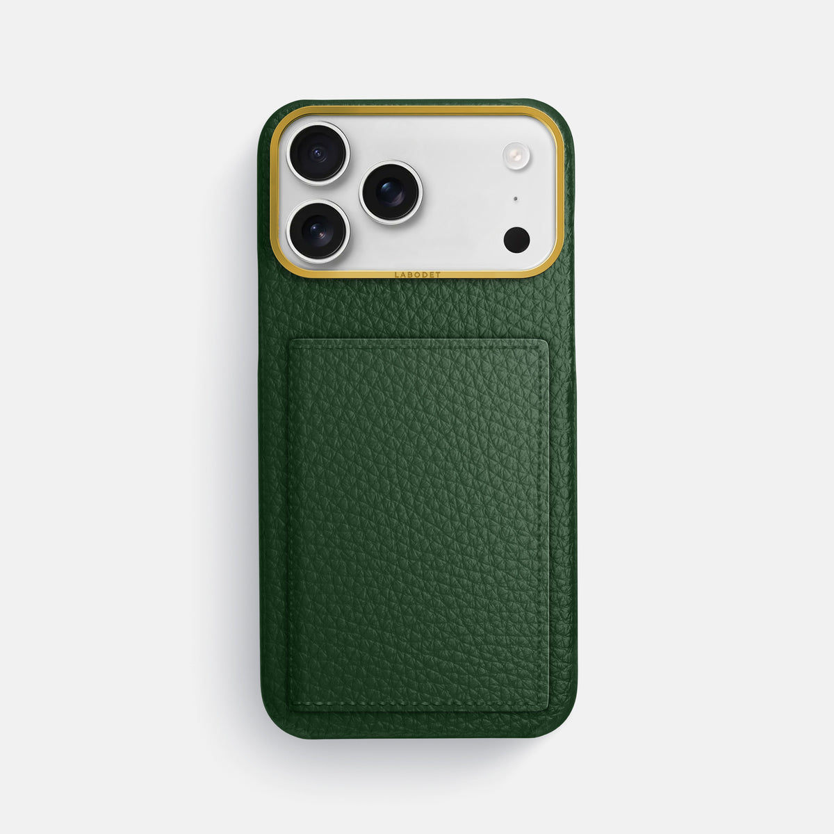 Bi-Fold Case For iPhone 17 Pro Max In Calf -1 | Dark-Green-Gold