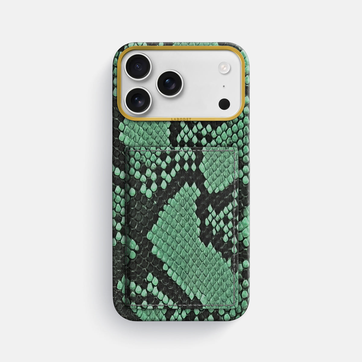 Bi-Fold Case For iPhone 17 Pro Max In Deluxe Python -1 | Forest-Green-Gold