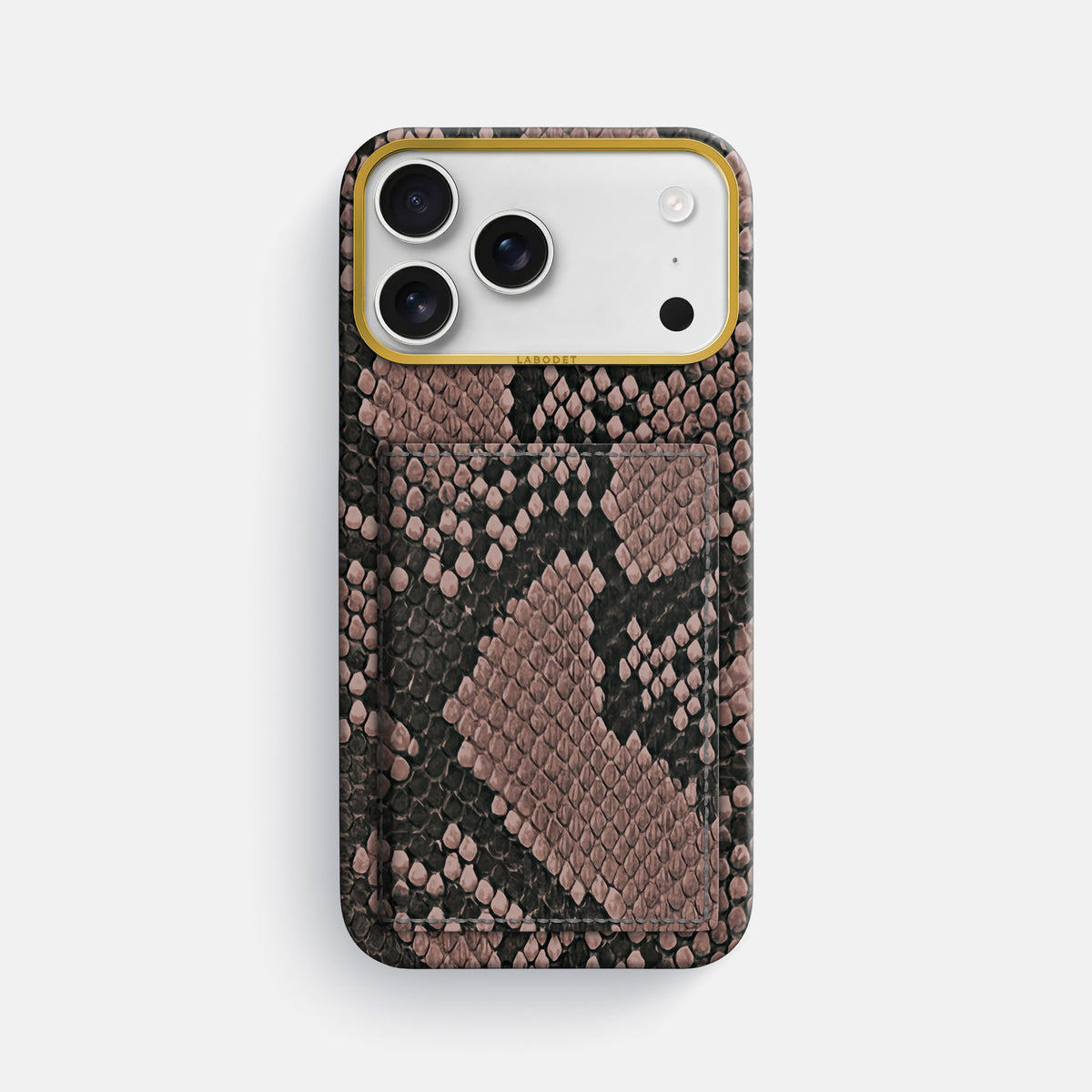 Bi-Fold Case For iPhone 17 Pro Max In Deluxe Python -1 | Mahogany-Brown-Gold