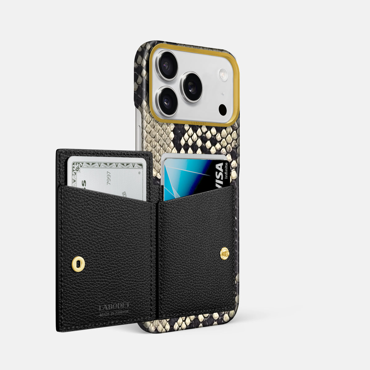 Bi-Fold Case For iPhone 17 Pro Max In Deluxe Python -2 | Savannah-Gold