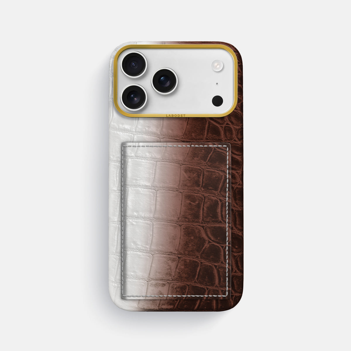Bi-Fold Case For iPhone 17 Pro Max In Himalayan Crocodile -1 | Dark-Brown-Gold