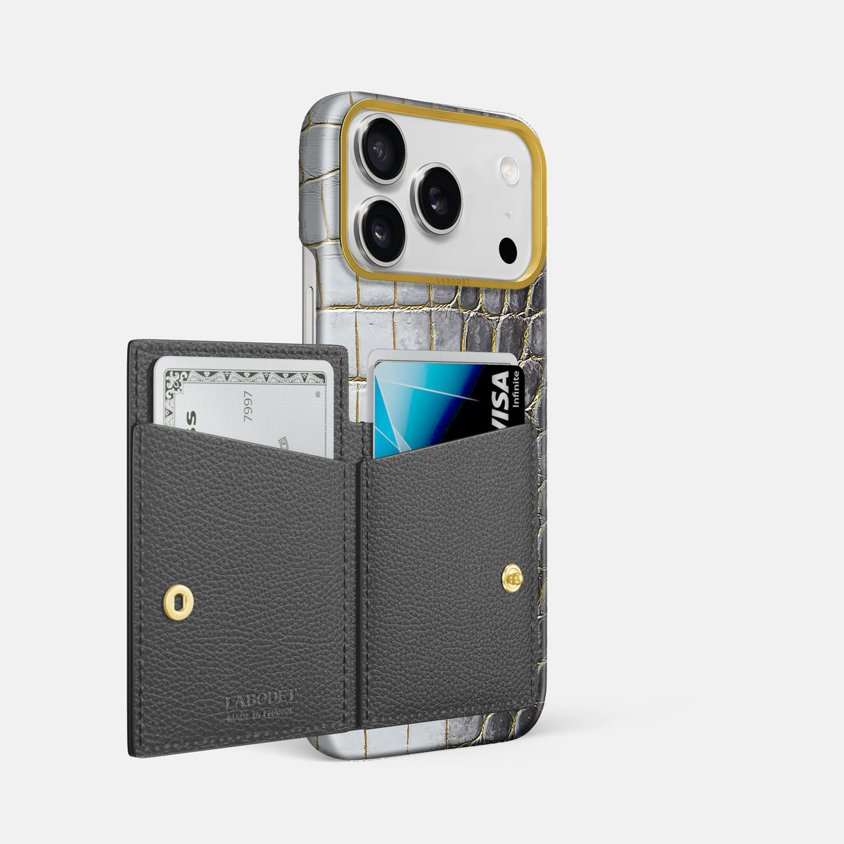 Bi-Fold Case For iPhone 17 Pro Max In Himalayan Crocodile -2 | Gold-Gold