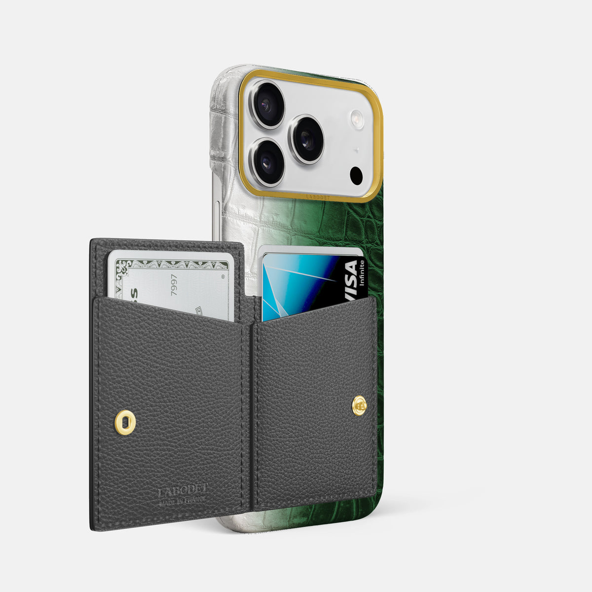 Bi-Fold Case For iPhone 17 Pro Max In Himalayan Crocodile -2 | Green-Gold