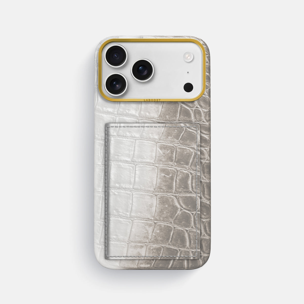 Bi-Fold Case For iPhone 17 Pro Max In Himalayan Crocodile -1 | Grey-Gold