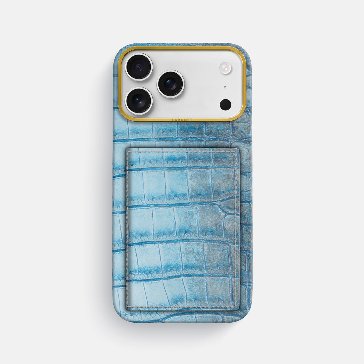 Bi-Fold Case For iPhone 17 Pro Max In Himalayan Crocodile -1 | Ice-Blue-Gold