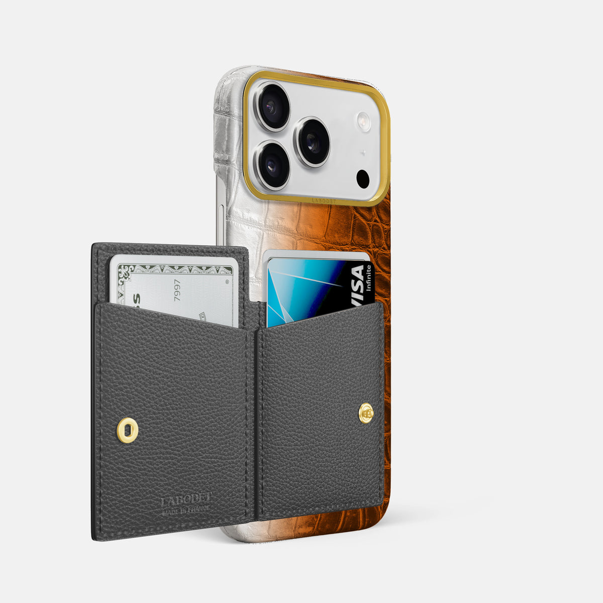 Bi-Fold Case For iPhone 17 Pro Max In Himalayan Crocodile -2 | Orange-Gold