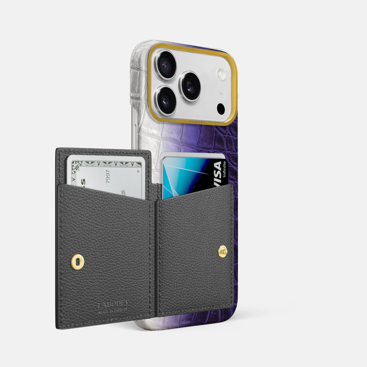 Bi-Fold Case For iPhone 17 Pro Max In Himalayan Crocodile -2 | Purple-Gold