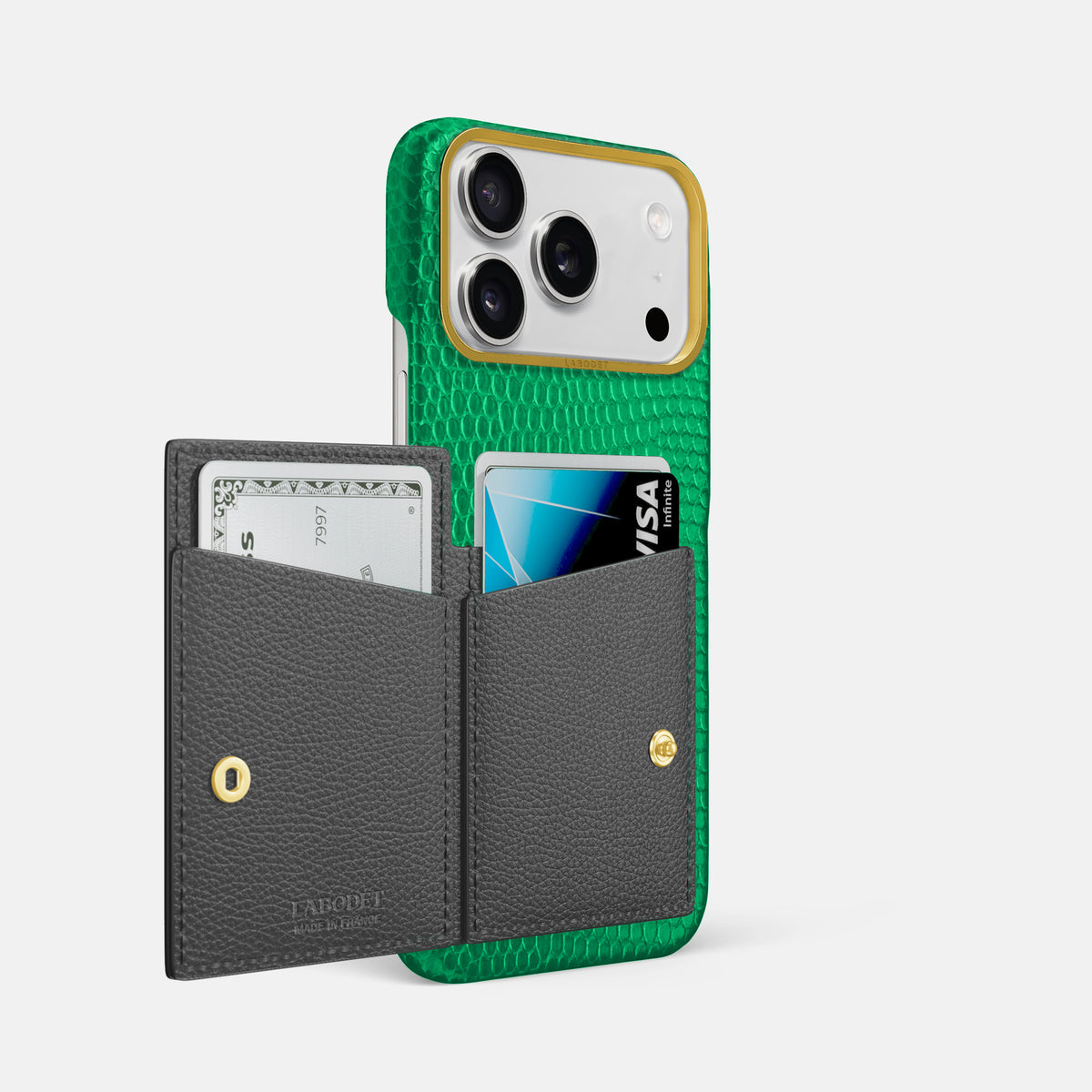 Bi-Fold Case For iPhone 17 Pro Max In Lizard -2 | Apple-Green-Gold