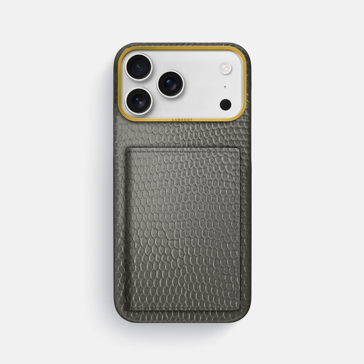 Bi-Fold Case For iPhone 17 Pro Max In Lizard -1 | Grey-Gold