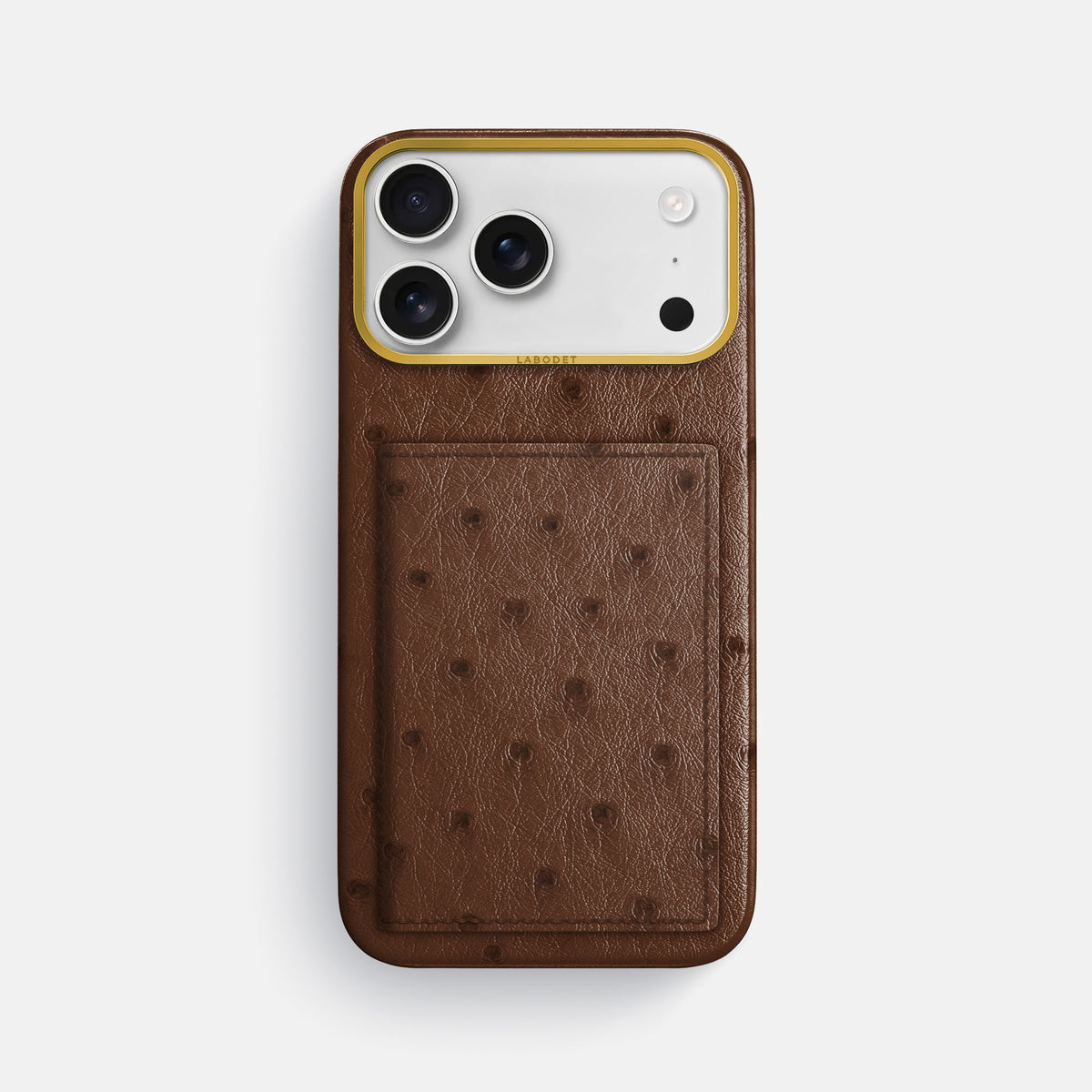 Bi-Fold Case For iPhone 17 Pro Max In Ostrich -1 | Chocolate-Gold