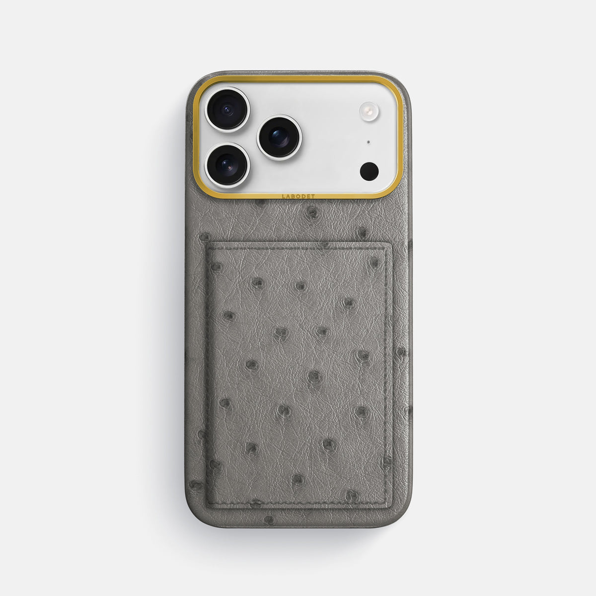 Bi-Fold Case For iPhone 17 Pro Max In Ostrich -1 | Grey-Gold