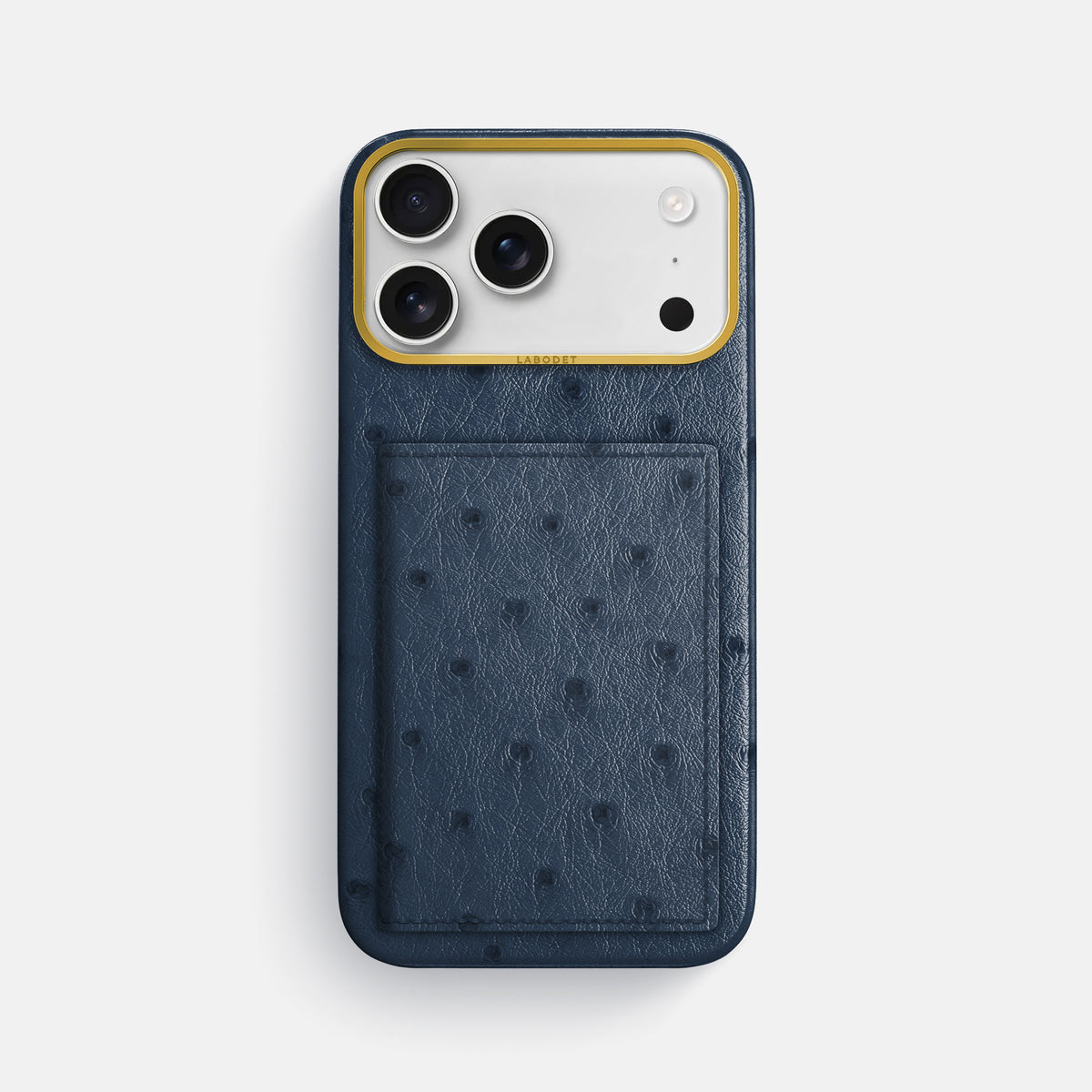 Bi-Fold Case For iPhone 17 Pro Max In Ostrich -1 | Navy-Blue-Gold