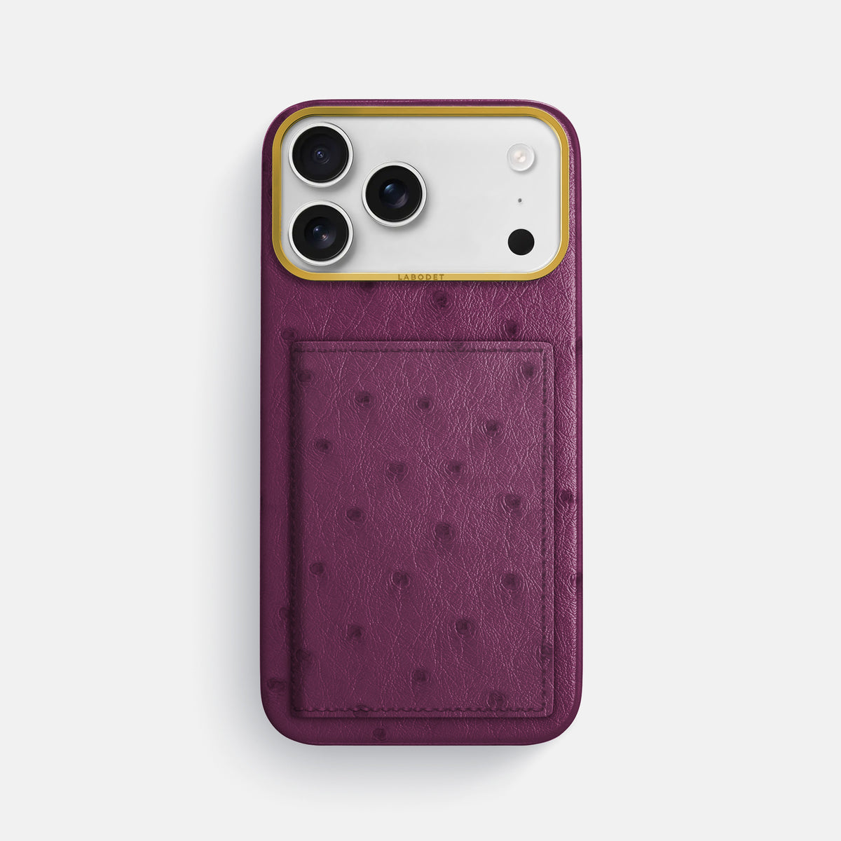 Bi-Fold Case For iPhone 17 Pro Max In Ostrich -1 | Purple-Gold
