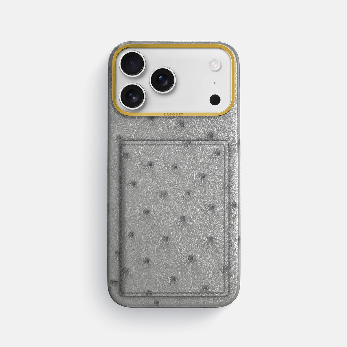 Bi-Fold Case For iPhone 17 Pro Max In Ostrich -1 | Silver-Gold