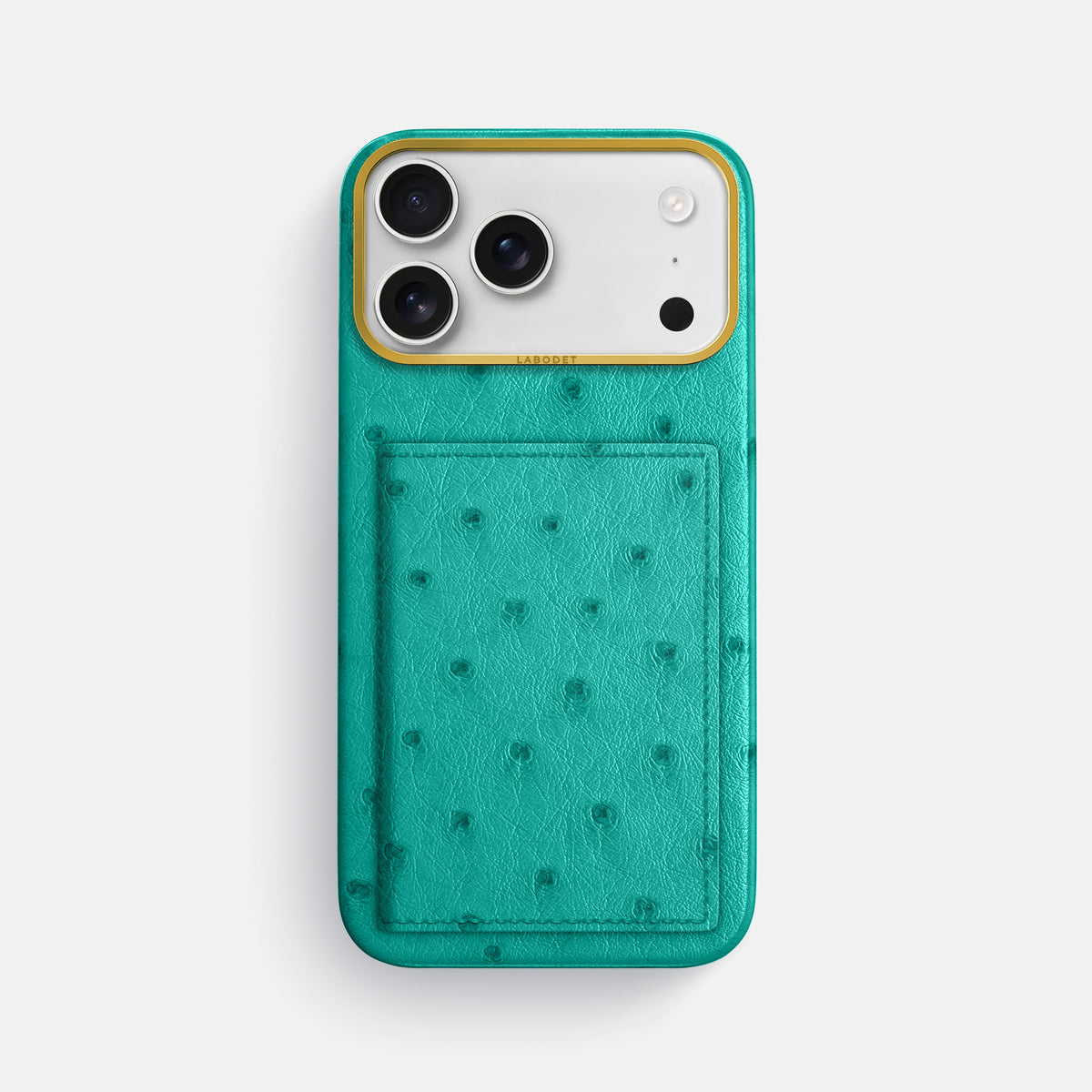 Bi-Fold Case For iPhone 17 Pro Max In Ostrich -1 | Turquoise-Gold