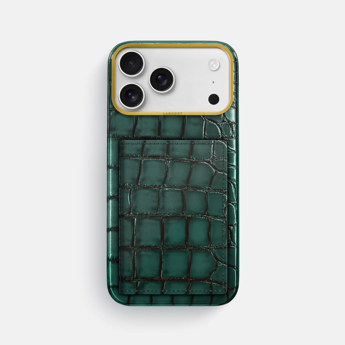 Bi-Fold Case For iPhone 17 Pro Max In Patina Alligator -1 | Green-Gold