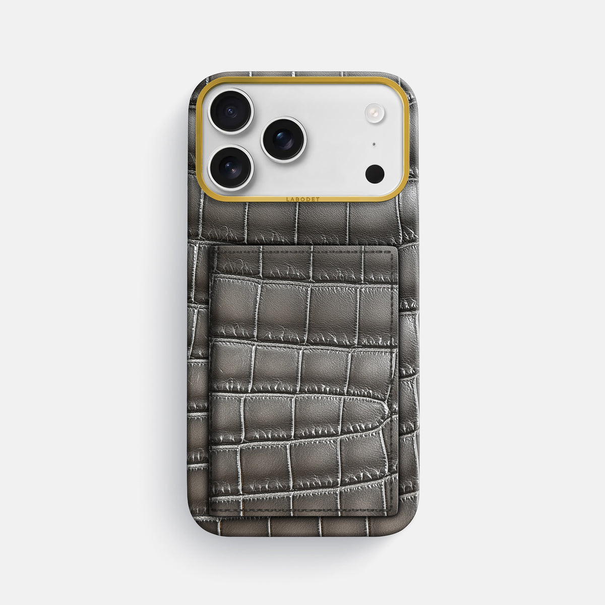 Bi-Fold Case For iPhone 17 Pro Max In Patina Alligator -1 | Grey-Gold