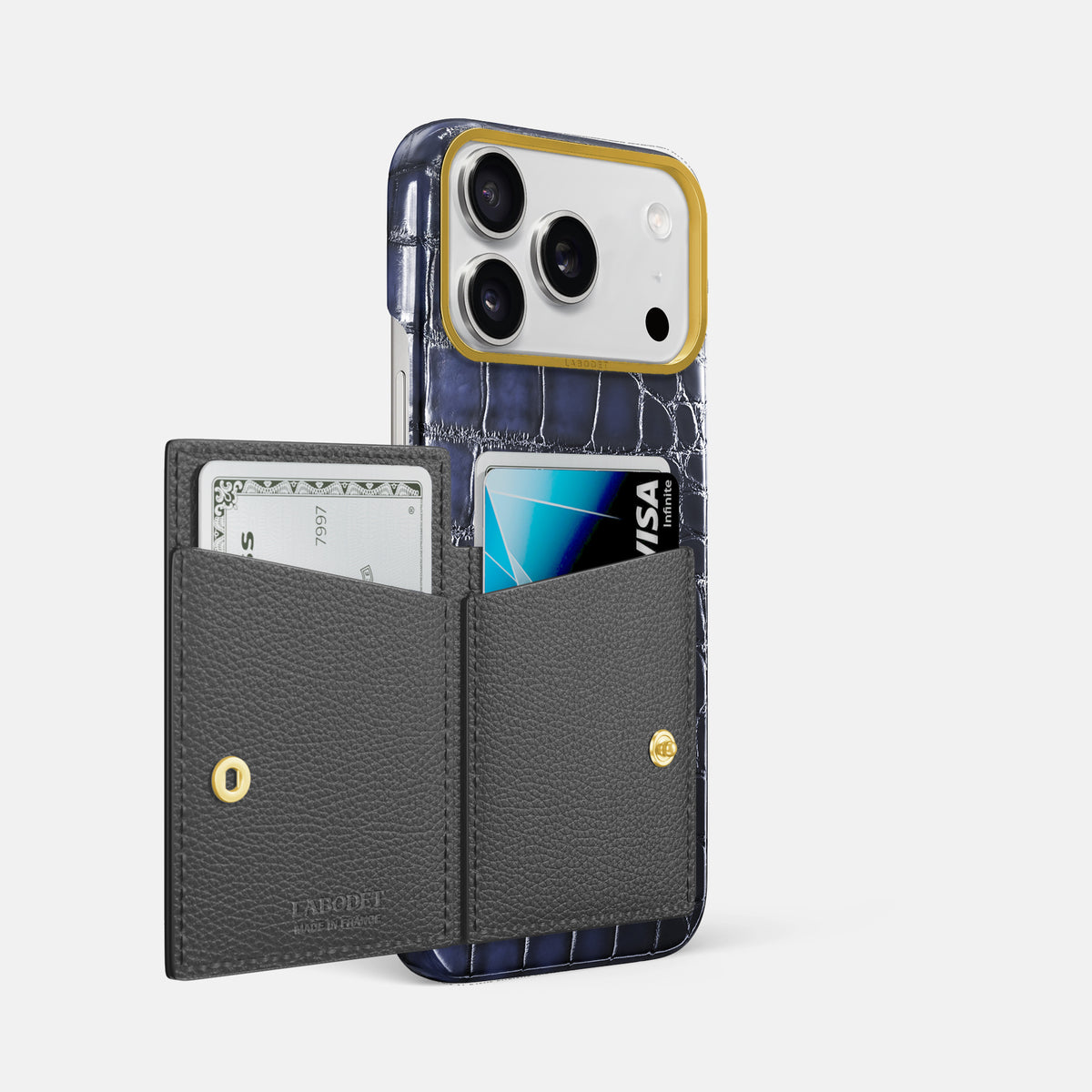 Bi-Fold Case For iPhone 17 Pro Max In Patina Alligator -2 | Havana-Blue-Gold