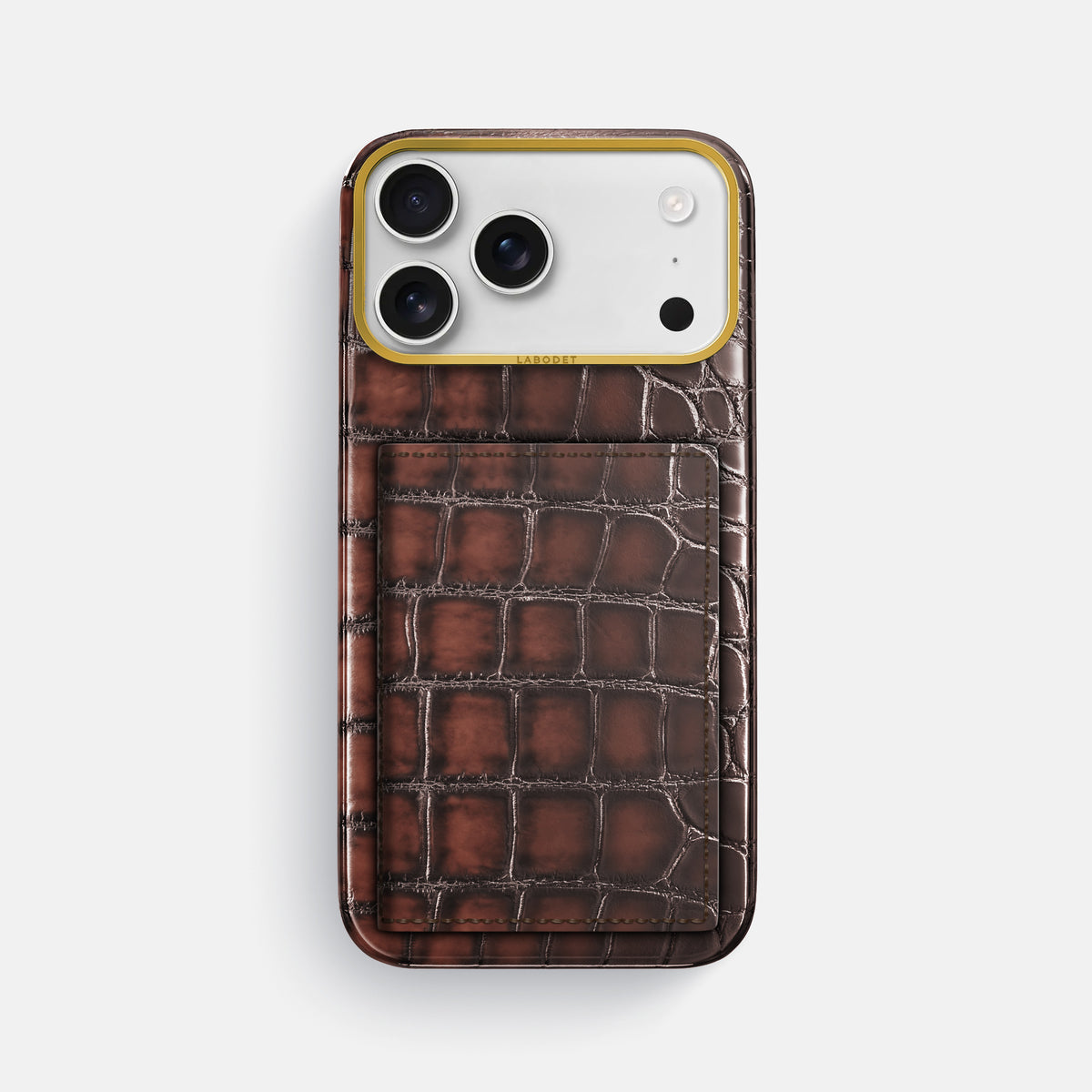 Bi-Fold Case For iPhone 17 Pro Max In Patina Alligator -1 | Havana-Brown-Gold