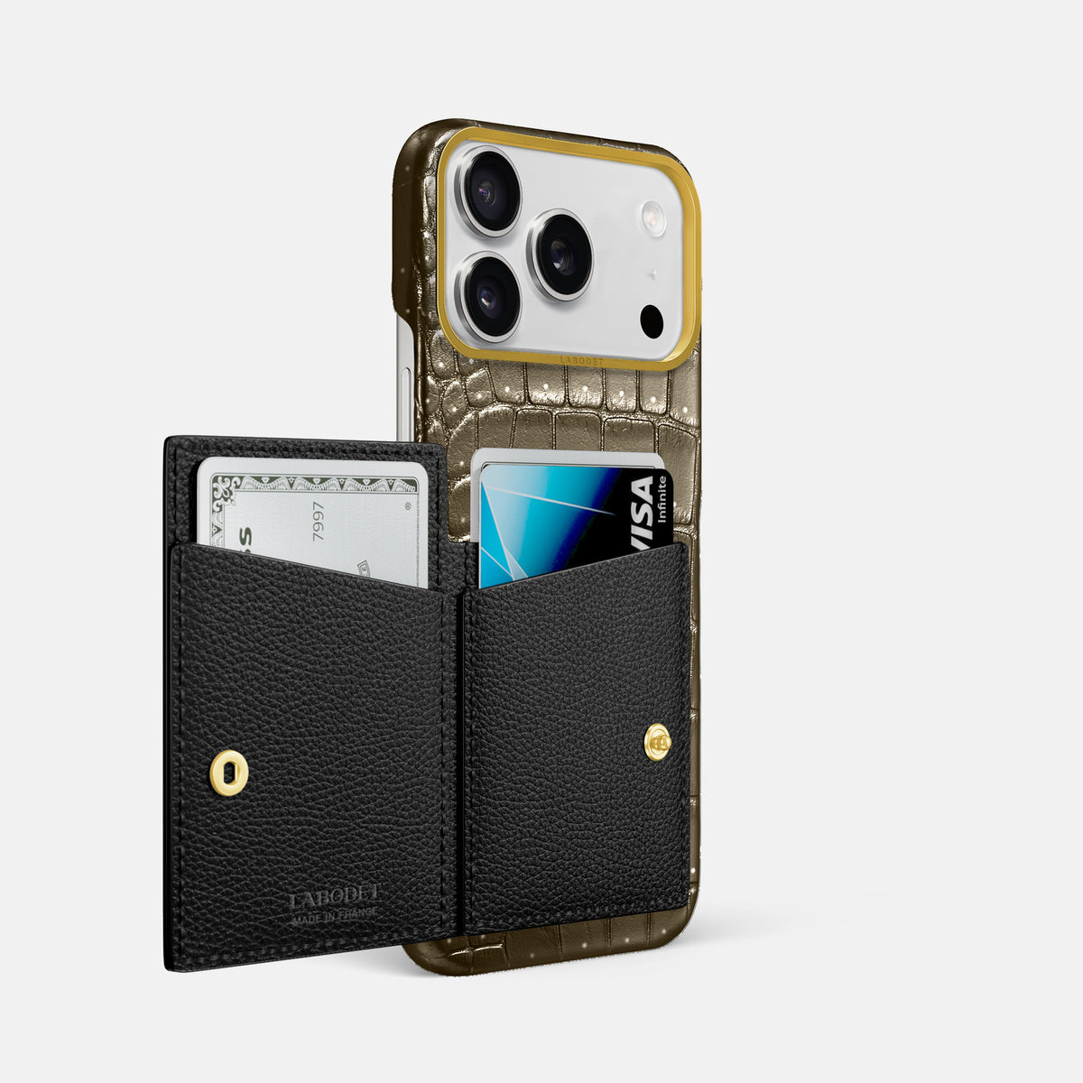 Bi-Fold Case For iPhone 17 Pro Max In Porosus Crocodile -2 | Bronze-Gold