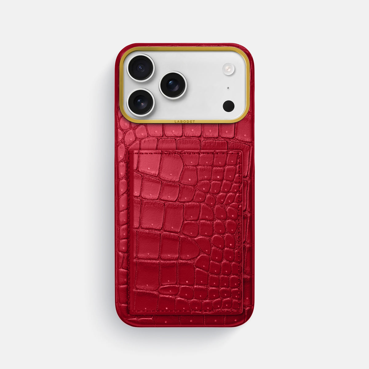 Bi-Fold Case For iPhone 17 Pro Max In Porosus Crocodile -1 | Burgundy-Gold