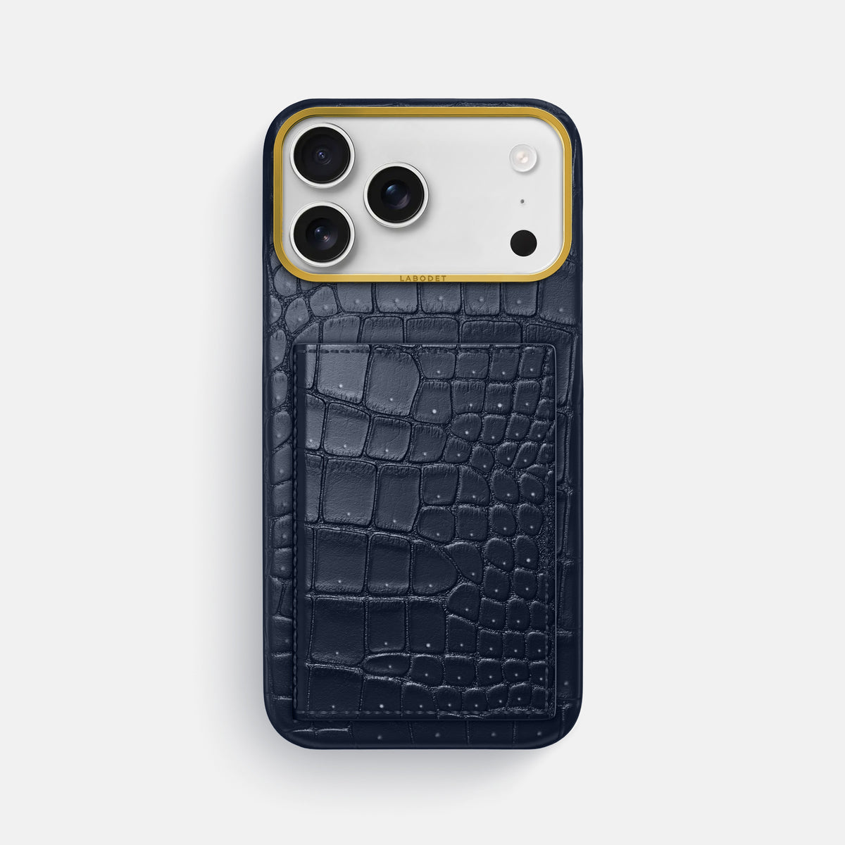 Bi-Fold Case For iPhone 17 Pro Max In Porosus Crocodile -1 | Deep-Blue-Sea-Gold