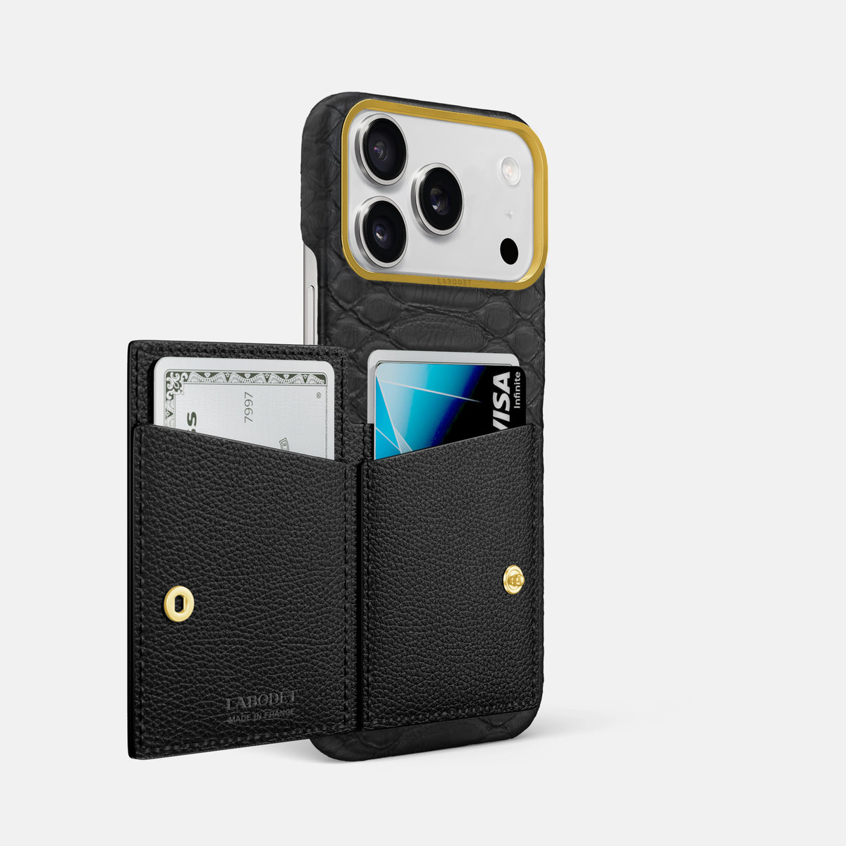 Bi-Fold Case For iPhone 17 Pro Max In Python -2 | Black-Gold