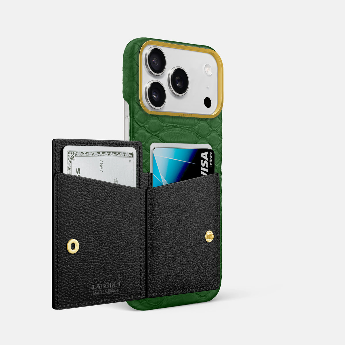 Bi-Fold Case For iPhone 17 Pro Max In Python -2 | Green-Gold