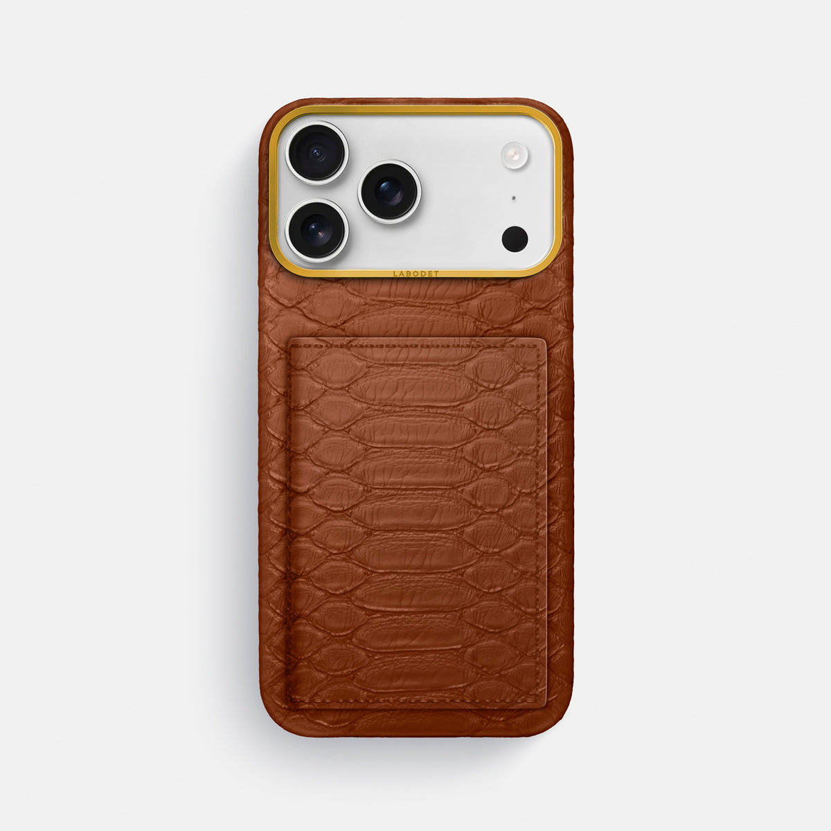Bi-Fold Case For iPhone 17 Pro Max In Python -1 | Medium-Brown-Gold