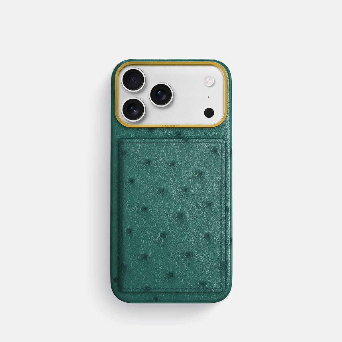 Bi-Fold Case For iPhone 17 Pro In Ostrich -1 | Forest-Green-Gold