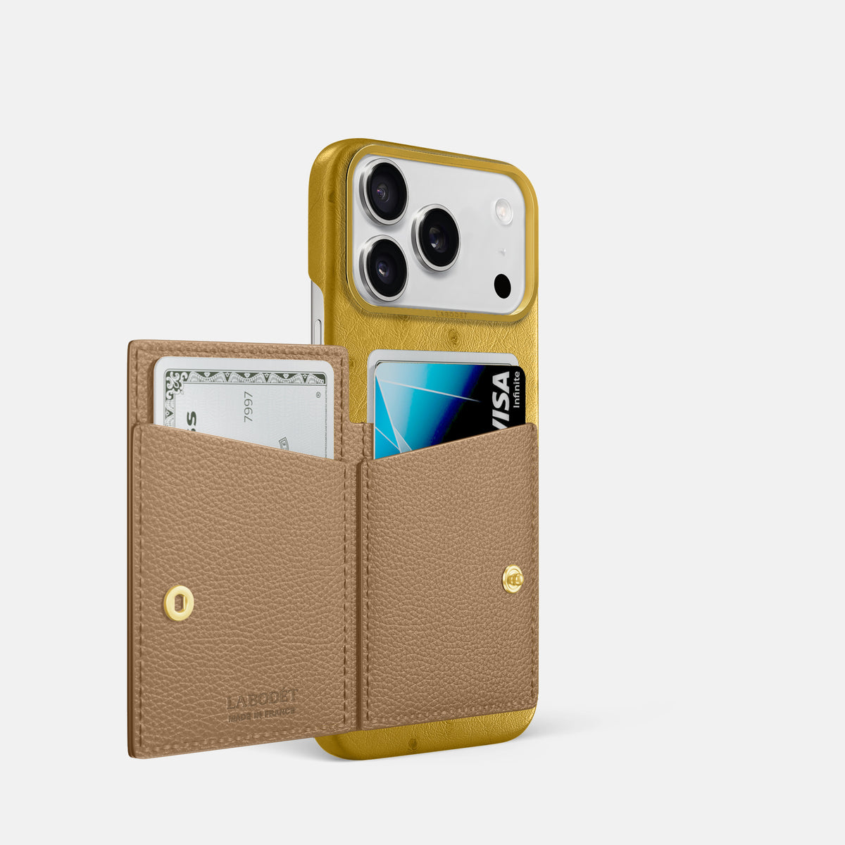 Bi-Fold Case For iPhone 17 Pro In Ostrich -2 | Gold-Gold